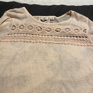 Cato Cream Lace Detail Tunic Top